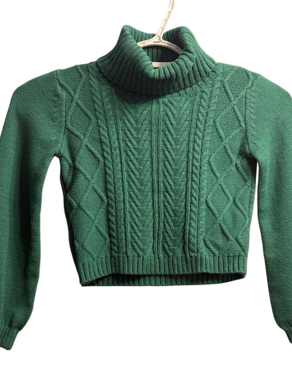Tahari Kids Size Small (5-6 Years) Green Cable-knit Turtleneck Sweater